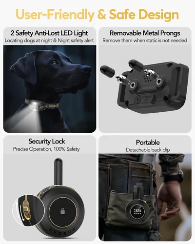 Miniatura 5 de Collar de Choque para Perros Jugbow - Collar de Entrenamiento para Perros de 1.2/1.6 km con Control Remoto para Perros Grandes, Medianos y Pequeños