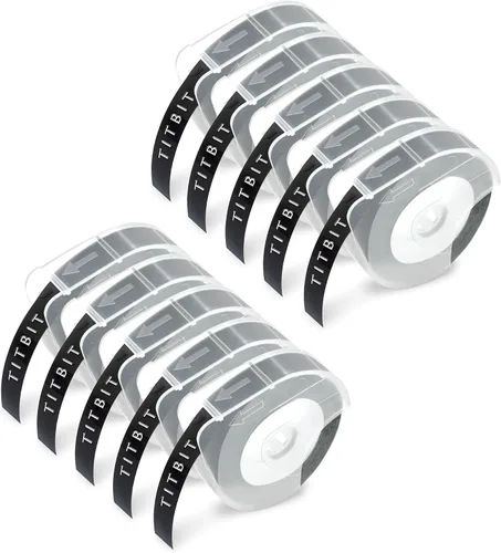 TITBIT DYMO 1540 1610 12966 - Cinta manual de etiquetas vintage compatible con DYMO 1540 1610 12966, cinta adhesiva de etiquetas en relieve de 3/8