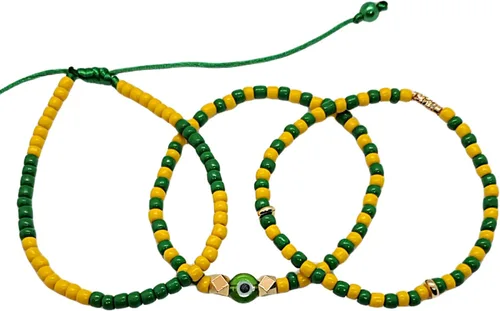 Hecho a mano contra el mal de ojo orishas joyería de protección Ilde elástico elástico ajustable con cuentas unisex amuleto pulsera conjunto
