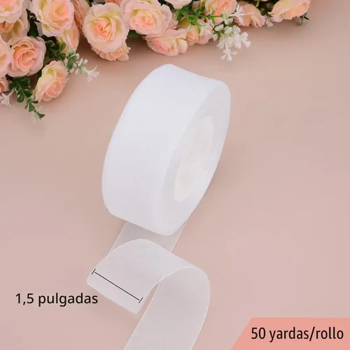 Miniatura 3 de Hapeper Cinta de organza transparente de 1-1/2 pulgadas para envolver regalos, decoración de fiestas, 50 yardas/rollo (blanco)