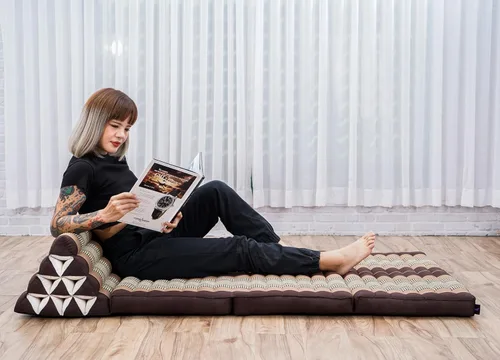 Miniatura 66 de Leewadee - Cojín Tailandés plegable para el suelo con respaldo para TV, sala de estar, colchón para exterior, 65.7 x 20.9 x 11.8 pulgadas, Kapok
