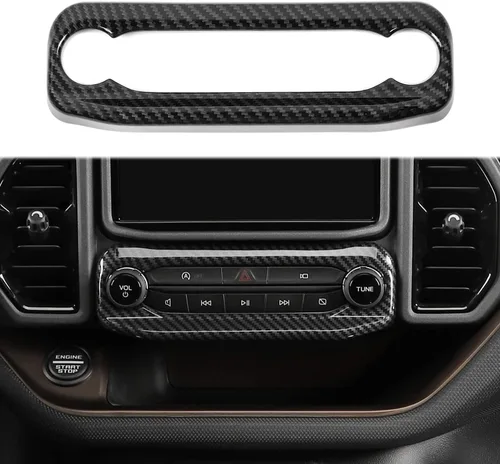 Linskip Moldura de unidad de audio compatible con Ford Bronco Sport 2021 2022 2023 2024, cubierta del panel de control de volumen de la consola