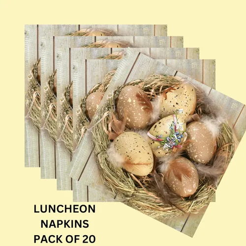 Miniatura 2 de Servilletas de papel de Pascua de 13 x 13 pulgadas, 20 unidades, servilletas de cóctel de cereza impresas de 3 capas para arte, cena y fiesta, Nido