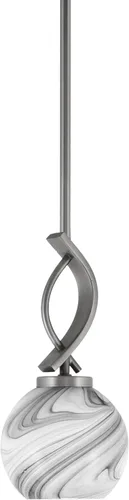 Miniatura 19 de Toltec Lighting Cavella Stem Colgado Mini colgante, acabado grafito, vidrio de muselina blanca de 4 pulgadas