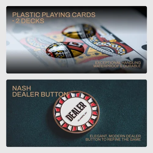 Miniatura 5 de SLOWPLAY Juego de fichas de póker de 14g de arcilla para Texas Hold'em, 500 piezas, con valores numerados, estilo Art Deco, y estuche de transporte