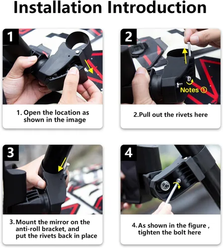 Miniatura 7 de SHEJISI Espejos laterales UTV, ya no necesitas ajustar a mano, innovadora función de reinicio automático, para jaula antivuelco de 1.5 a 2.0