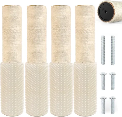 Miniatura 9 de 4 piezas de repuesto de poste rascador para gatos M8, 15.7 x 3.1 pulgadas, poste de repuesto para árbol de gatos de yute natural para gatos