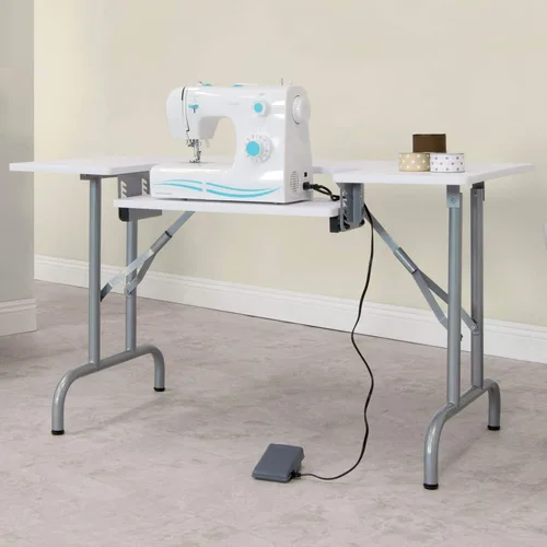 Miniatura 2 de Sew Ready Mesa de coser plegable multiusos – 47.5 pulgadas de ancho x 28 pulgadas de profundidad, mesa plegable blanca para pasatiempos y máquina