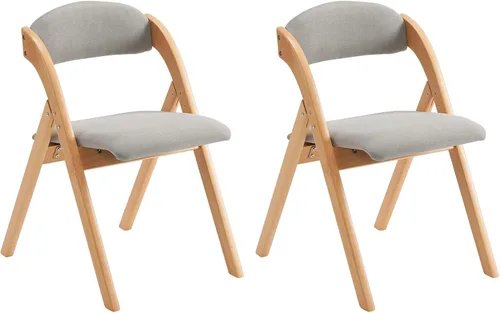 Zimtown Juego de 2 sillas plegables acolchadas de madera, sillas plegables portátiles con cojín para invitados, ideal para cocina, oficina, boda,