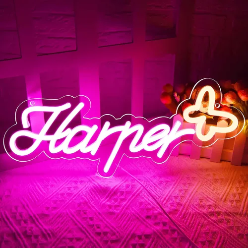 Miniatura 10 de Letrero de neón Emma para decoración de pared, luz LED con nombre para dormitorio de niños, decoración de fiesta de cumpleaños, tamaño 11.8 x 5.1