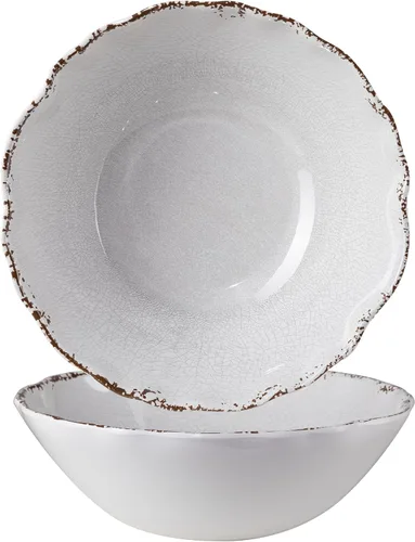 Miniatura 10 de Juego de 2 cuencos de melamina para servir ensaladas grandes de 12 x 4 pulgadas, cuencos de frutas, cuencos para mezclar, cuencos para servir