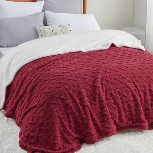Miniatura 24 de Bedsure Gentlesoft - Manta de forro polar Sherpa para sofá, mullida y acogedora manta de jacquard para mujer, regalo de Navidad, gruesa y cálida