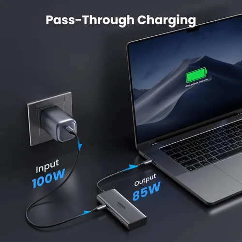 Miniatura 6 de UGREEN Estación de acoplamiento USB C 6 en 1, concentrador USB C con monitor dual 4K a 60Hz, solo 8K a 30Hz, entrega de energía de 100W, puertos