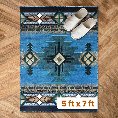Miniatura 79 de YHSF South West - alfombra estilo nativo americano del suroeste C318 - fácil de limpiar, gruesa, suave, duradera, alfombra inspirada en tribus