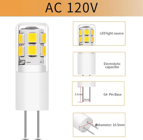 Miniatura 3 de I-SHUNFA Bombilla LED G4 CA 120V Blanco Frío Paquete de 10