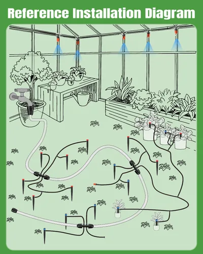 Miniatura 3 de Pawfly Sistema de riego por goteo para jardín, kit de riego por goteo de 240 pies con tubería de 1/2" y 1/4", emisores ajustables, conectores