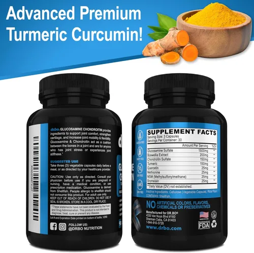Miniatura 8 de Glucosamina, condroitina, MSM, cúrcuma, suplemento para la salud de las articulaciones, 2100 mg de hueso y articulaciones de rodilla, suplemento