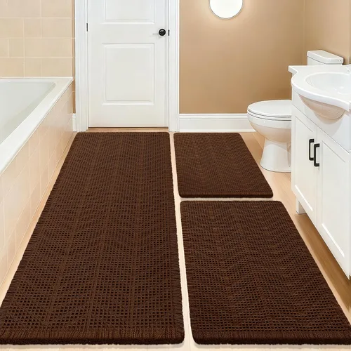 Miniatura 31 de Tapete de baño con diseño de gofre, moderno, bohemio, absorbente, antideslizante, ultrasuave, lavable a máquina, con letra de baño, dormitorio