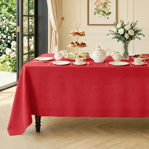 Miniatura 13 de Classic Linen™ by D'Moksha - Mantel rectangular de 54 x 72 pulgadas, 100% lino puro, lavable a máquina para comedor, Día de la Madre, primavera
