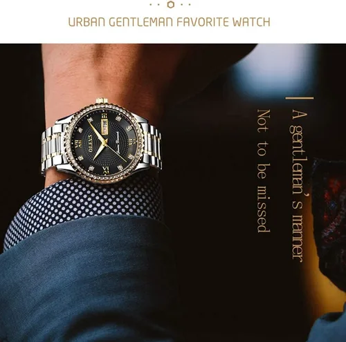 Miniatura 13 de OLEVS - Relojes de diamantes para hombres, relojes de vestir a prueba de agua, relojes analógicos de cuarzo de lujo con calendario de fecha y correa
