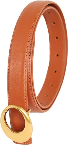 Miniatura 314 de Cinturón de cuero clásico con hebilla de metal para mujer con vestido de jeans