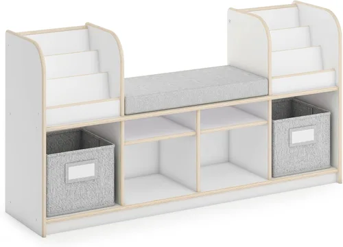 Miniatura 9 de Guidecraft EdQ - Rincón de lectura - Natural: estantería multiusos de madera y organizador de juguetes; muebles de madera contrachapada de abedul