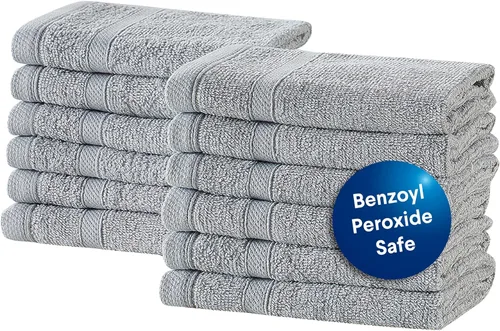 Miniatura 16 de CLOROX Toallitas de baño 100% algodón aptas para usar blanqueador, de secado rápido (12" x 12"), altamente absorbentes, suaves y ligeras, ideales