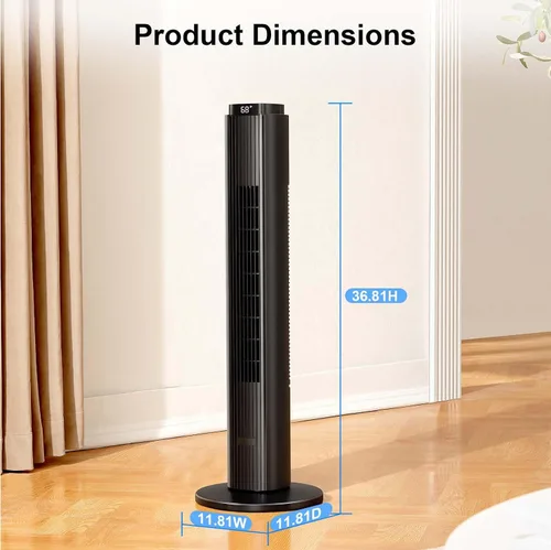 Miniatura 7 de Antarctic Star Ventilador de torre portátil sin aspas oscilante de 80° para dormitorio, temporizador de 12 horas, 6 modos de velocidad, 4 modos