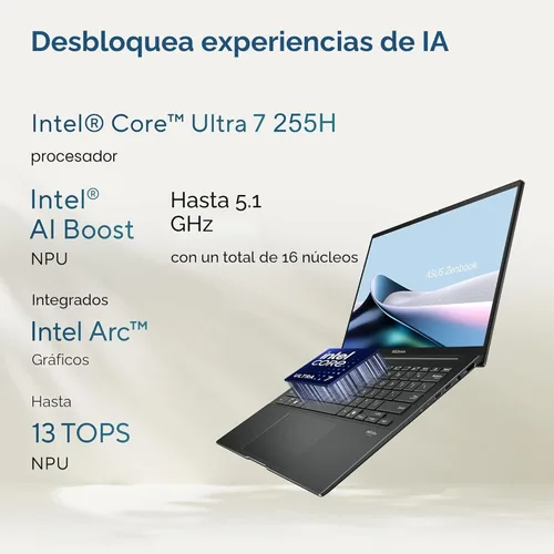 Miniatura 2 de ASUS Zenbook 14 OLED - Computadora portátil con pantalla táctil AI, 14 pulgadas FHD+, Intel Core Ultra 7 255H (> i9-13900H), 16 GB DDR5 RAM