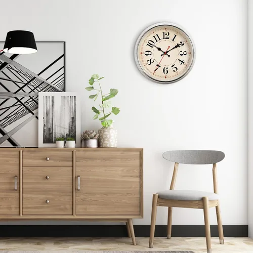 Miniatura 4 de Reloj de Pared de Metal de 12.4" Relojes de Pared Retro Vintage Estilo Campestre Silencioso Sin Tictac Fácil de Leer para Sala de Estar, Cocina