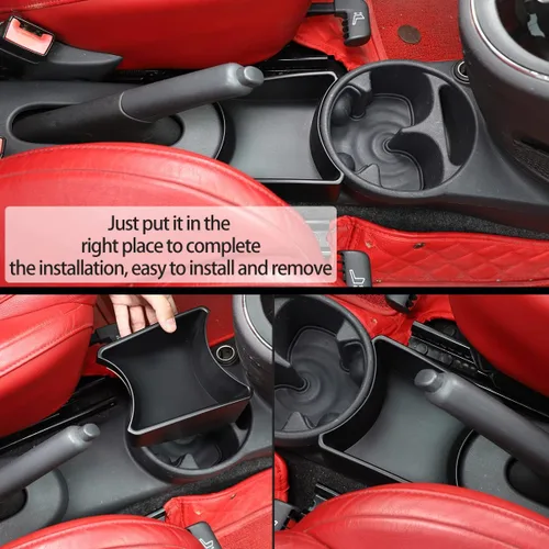 Miniatura 4 de HAPPYHORSE Caja de Almacenamiento para Consola de Coche Bandeja Organizadora Compatible con Fiat 500 2007-2015 Portavasos de Control Central Caja