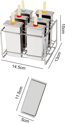 Miniatura 7 de Moldes de paletas de acero inoxidable, juego de 6 moldes para hacer helados, moldes de paletas caseras reutilizables de metal con 50 varillas