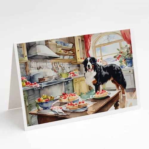 Miniatura 179 de Caroline's Treasures DAC3884GCA7P Paquete de 8 tarjetas en blanco de Navidad con galletas de husky siberiano Tarjetas de felicitación con sobres