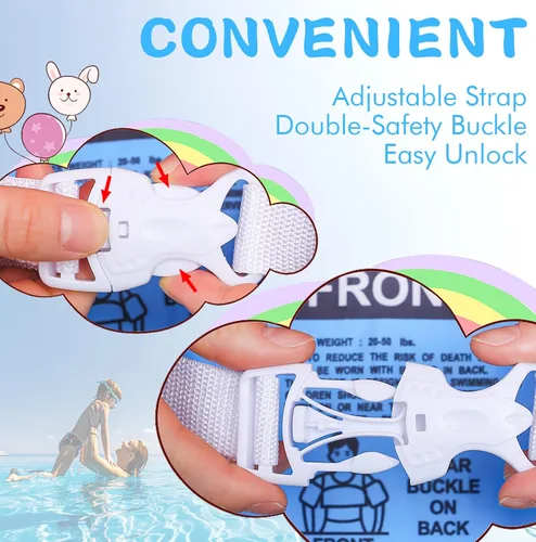 Miniatura 4 de Double Couple Toddler Swim Vest with Sleeves Cartoon Adjustable Strap Swimming Jacket Pool Floaties for Kids 20-50 Pounds Boys and Girls Child