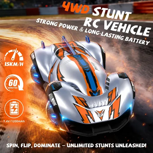 Miniatura 4 de AEROQUEST Rueda esférica RC Stunt Car, velocidad proporcional y dirección, ruedas ajustables de 30 a 90°, giro de 360°, deriva de cola de pez