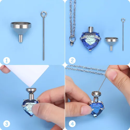 Miniatura 4 de Fumete 8 piezas de collar de urna para cenizas, joyería de cremación, cenizas de seres queridos, collar con colgante de urna de recuerdo