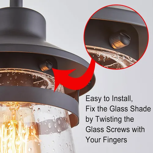 Miniatura 9 de Tarentlight Aplique de pared para exteriores con pantalla de vidrio transparente semillado, accesorio exterior impermeable en acabado de bronce