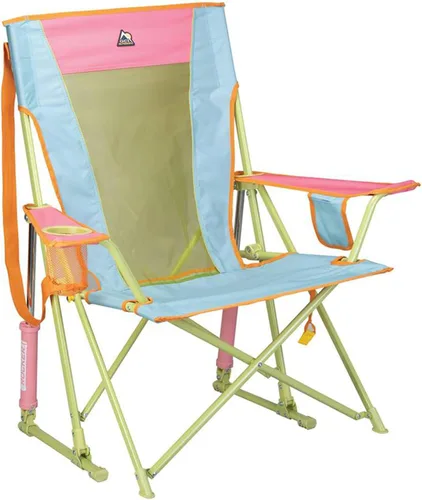 Miniatura 18 de GCI Outdoor Roadtrip Rocker Silla de Camping Silla Mecedora Portátil y Plegable con Reposabrazos Sólidos y Duraderos, Portavasos y Respaldo Verde