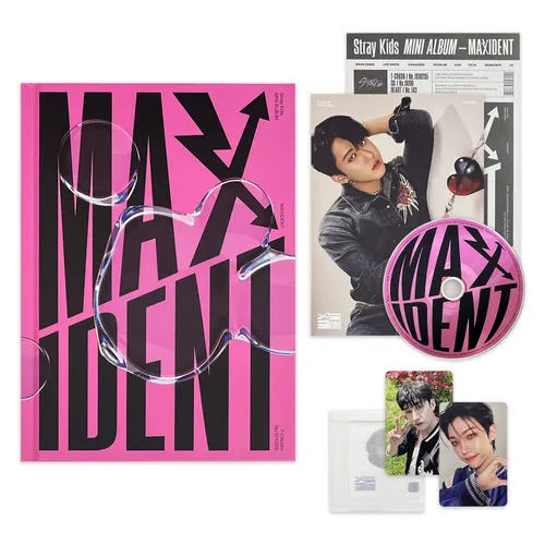 Stray Kids - Mini álbum [MAXIDENT] (T-CRUSH Ver.) - Libro de fotos + CD-R + papel de letras + tarjetas de fotos + mini póster + calcomanía facial +