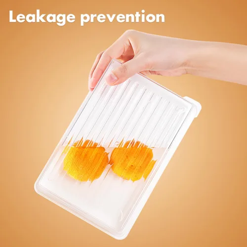 Miniatura 5 de Hemoton Recipiente de almacenamiento de tocino para refrigerador, caja hermética de carne fresca, 7.87 x 7.87 x 7.87 pulgadas, plástico transparente