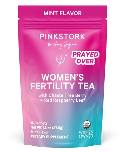 Miniatura 11 de Pink Stork - Té de fertilidad para la concepción y el equilibrio hormonal con menta orgánica, Vitex y hoja de frambuesa roja, sin cafeína, menta