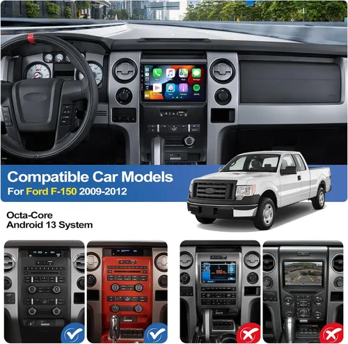 Miniatura 2 de 4G+64G 8 Core Car Radio estéreo para Ford F150 F-150 2009 2010 2011 2012 con Apple Carplay Android Auto 9 "IPS pantalla táctil Android 15 Radio