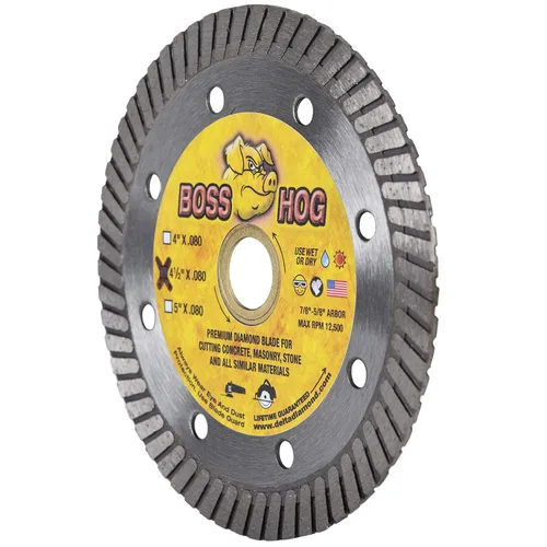 Delta Diamond Boss Hog - Hoja de diamante Turbo Premium de 4 1/2 pulgadas para mampostería, ladrillo, bloque, adoquines, hormigón, piedra, corte