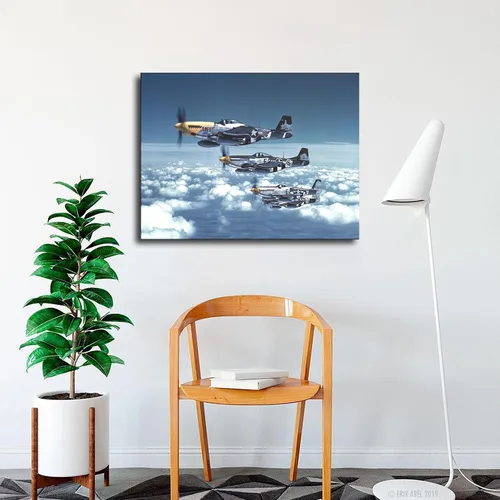 Miniatura 3 de Póster Mustang de la Segunda Guerra Mundial de Aviones de la Fuerza Aérea del Ejército P51 Mustang Impresión en Lienzo Inspirador Decoración