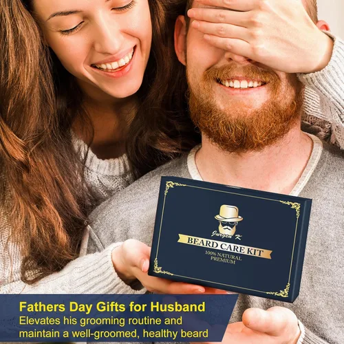 Miniatura 3 de Regalos para hombres, kit de barba para aseo y cuidado diario de hombres, hidrata y suaviza el cabello facial, juego de cuidado personal