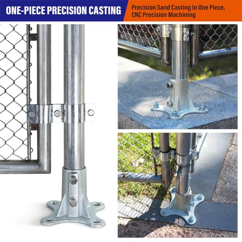 Miniatura 3 de 2Pack 2"(Actual: 1 7/8" DE) Soporte de base de poste de valla de eslabones de cadena con brida galvanizada