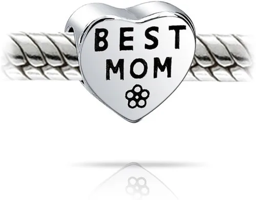 Miniatura 2 de Pulsera europea de plata de ley 925 con forma de corazón y palabra de flor rosa para madre, Metal