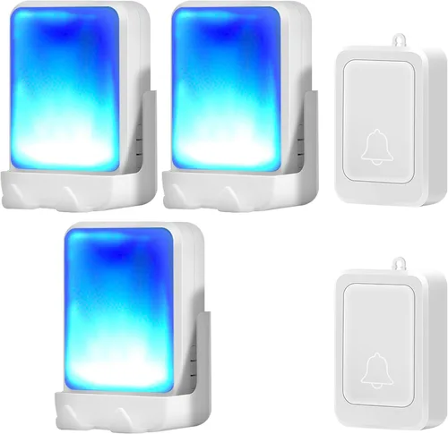 Timbre de puerta con 7 colores de luz brillante y 4 volúmenes, timbres inalámbricos de 600 pies, en el hogar/oficina, adecuado para personas