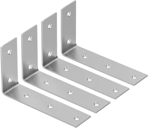 Miniatura 16 de YUMORE Soporte de Esquina en L, 6 Piezas, Junta de 65x65mm, Soportes de Ángulo Recto de 90 Grados, Acero Inoxidable Resistente para Estantes