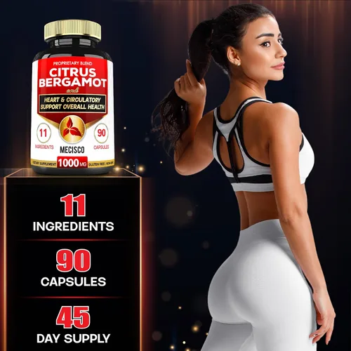 Miniatura 5 de Mecisco Suplemento de bergamota cítrica 11 en 1 de 1000 mg con chokeberry negro, berberina HCl y más – 90 cápsulas – Apoya la salud del corazón